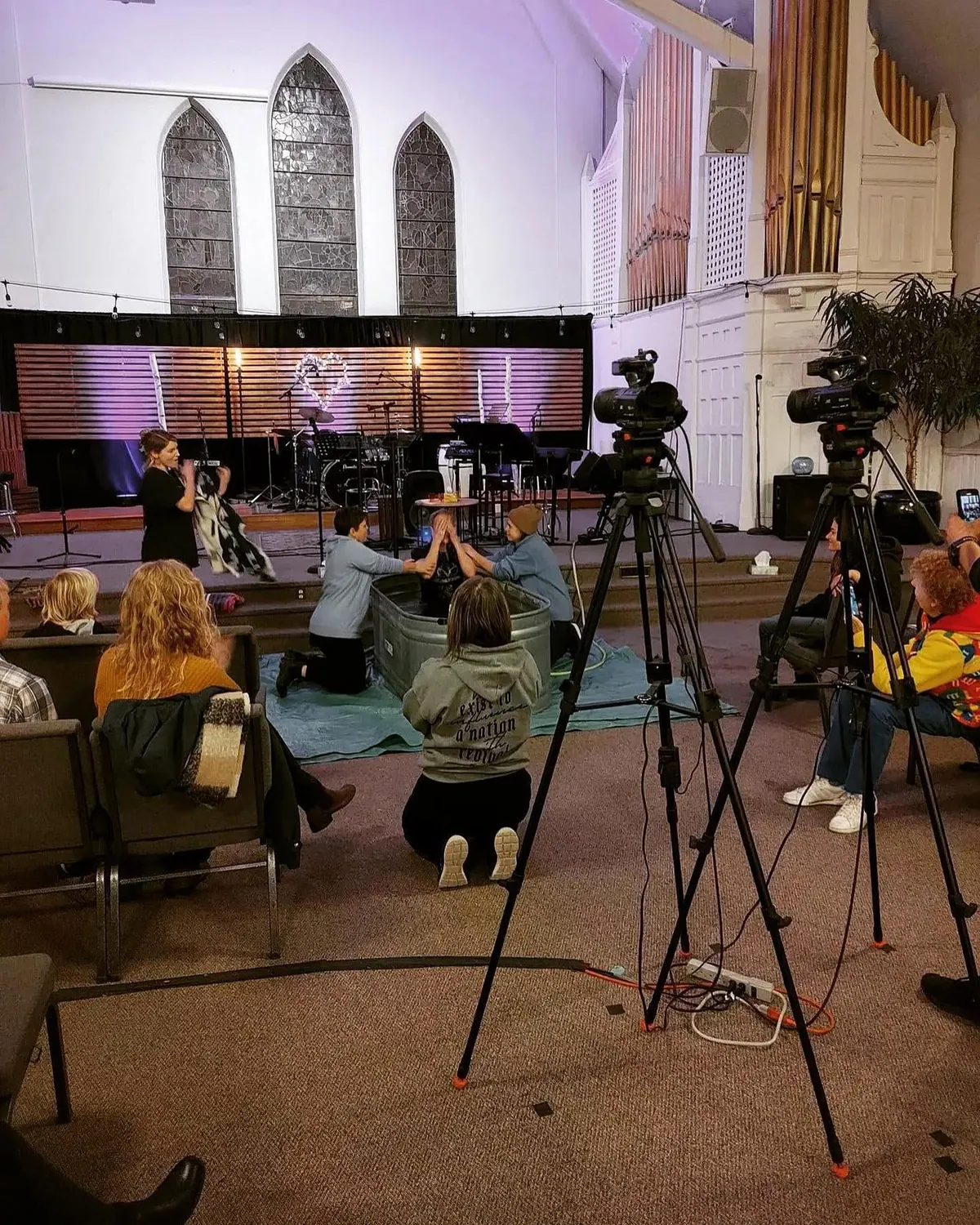 People gathered for a church service